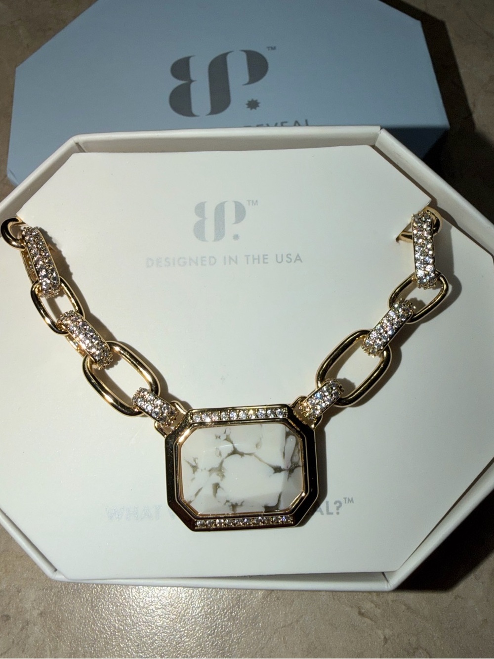 BP Exclusive Bring Back Necklace-You Are A Reflection of Love Howlite on Gold